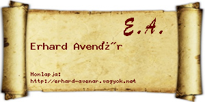 Erhard Avenár névjegykártya